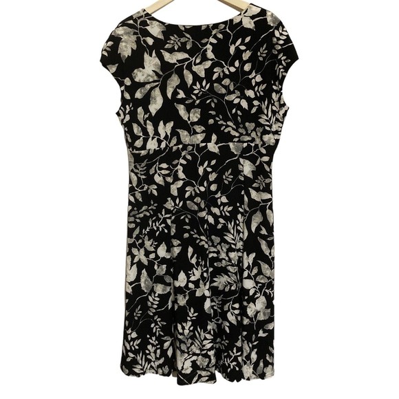 Evan Picone Black Label Womens Size 16 Dress Midi Shoulder Pads A-line Floral - Picture 2 of 4